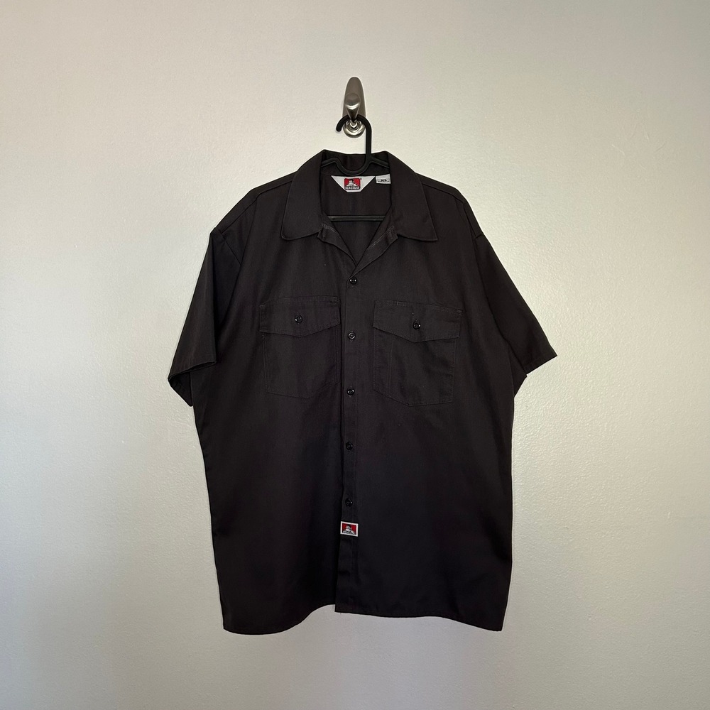 Ben Davis Short Sleeve Solid Work Shirt Charcoal Gray